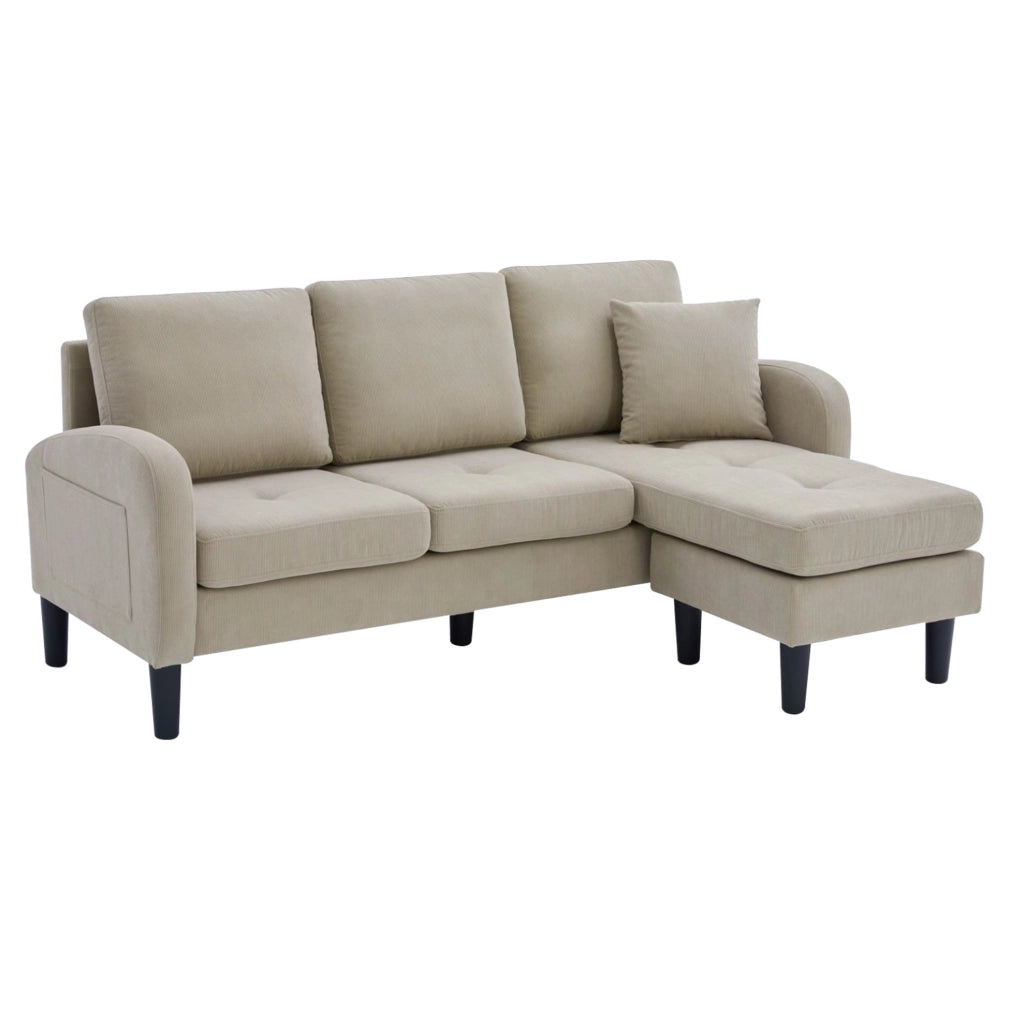 Divano angolare con chaise longue 166x118x77 cm; modulare; in corda; marrone grigio