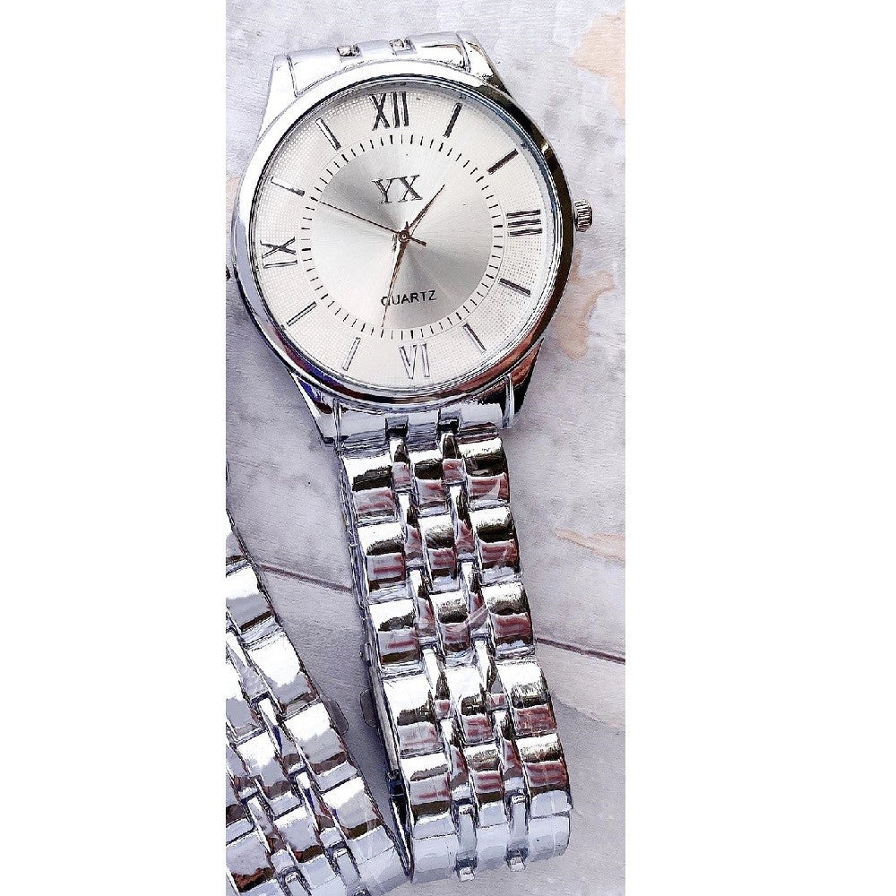 Trade Shop - Orologio Da Polso Yx Uomo Analogico Quarzo Elegante Acciaio Silver Fondo Silver -