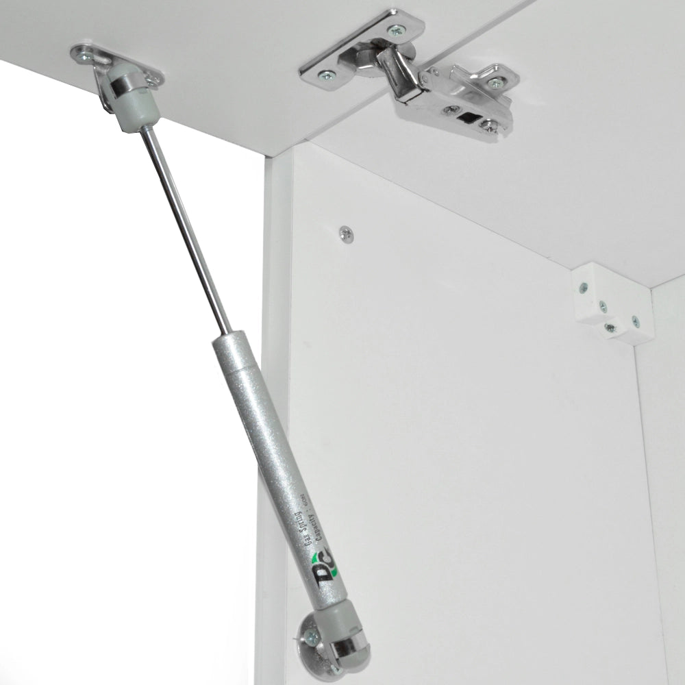 Cucina ad angolo Rick Grigio nobile/Bianco 187 x 167 cm, PL Marmo con striscia LED Vicco