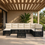 Set Divano da Giardino 9 pz Nero polyrattan 3435805