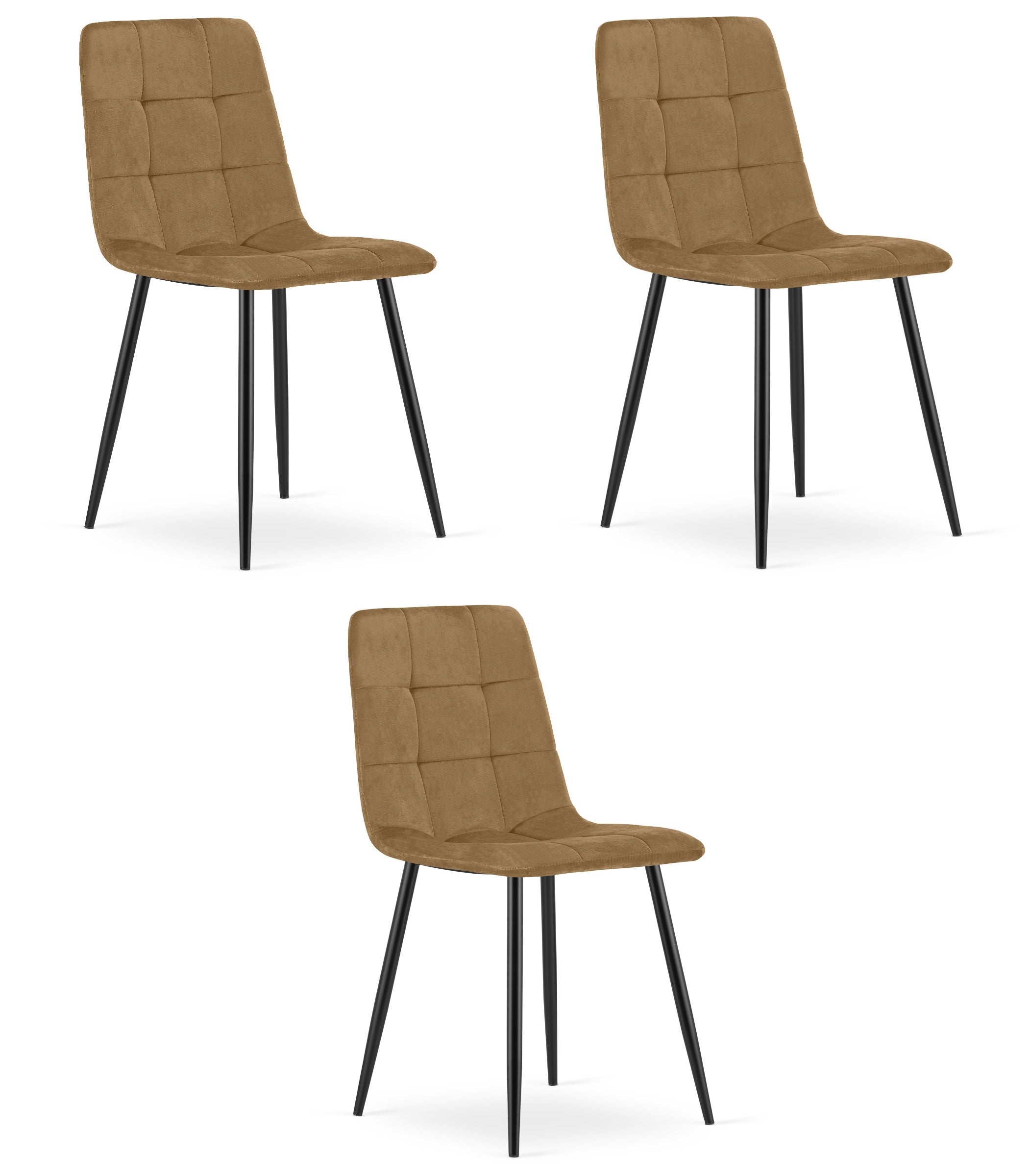 Sedia VALORA PYRA - Moderna sedia rivestita in velluto marrone con gambe nere x 3