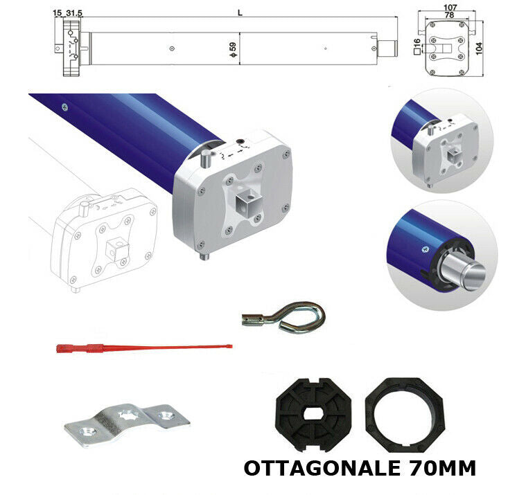 MOTORE TAPPARELLA 180 Kg 100 NM CON MANOVRA E SBLOCCO 230V SI ADATTA A GAVIOTA