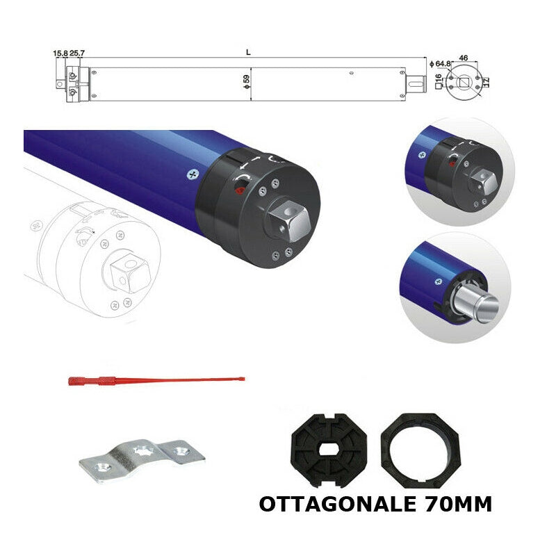 MOTORE TAPPARELLA 80Nm 150Kg AVVOLGIBILI CON 70 MM COMPATIBILE CON SCHELLENBERG
