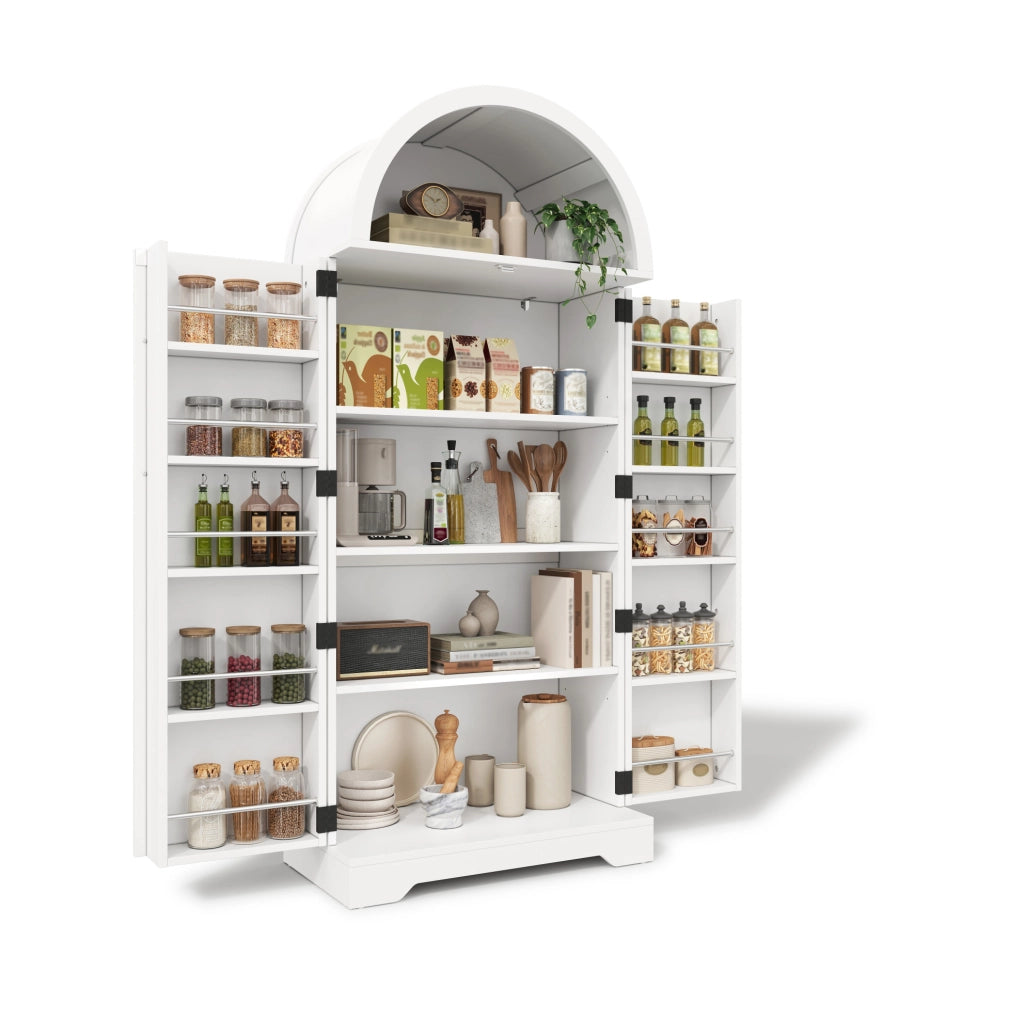 Vetrina 70x40x165 cm con ripiani e vani aperti in MDF bianco