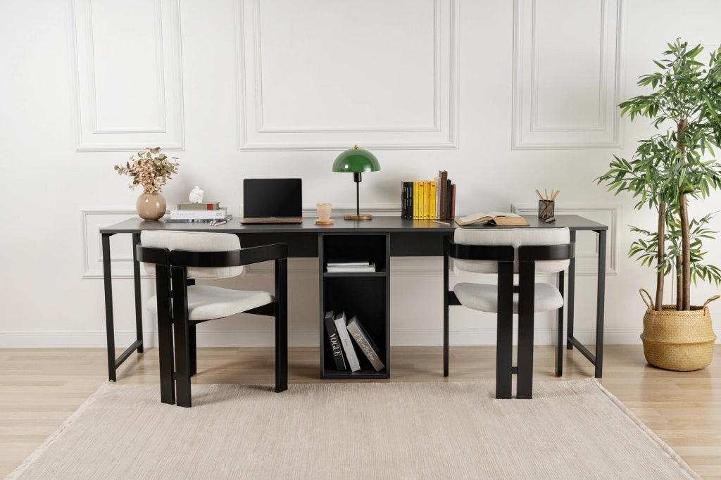 Scrivania doppia in legno - 240 x 60 x 74 cm - Antracite/Nero