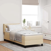 Letto a molle con testiera Crema 200 x 80 cm Tessuto