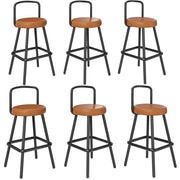 Sgabello da bar con schienale ergonomico e poggiapiedi in similpelle PU - marrone