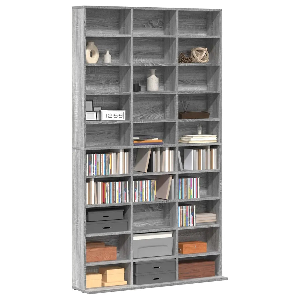 Mobile Porta CD Grigio Sonoma 102x23x177,5 cm Legno Multistrato 815091