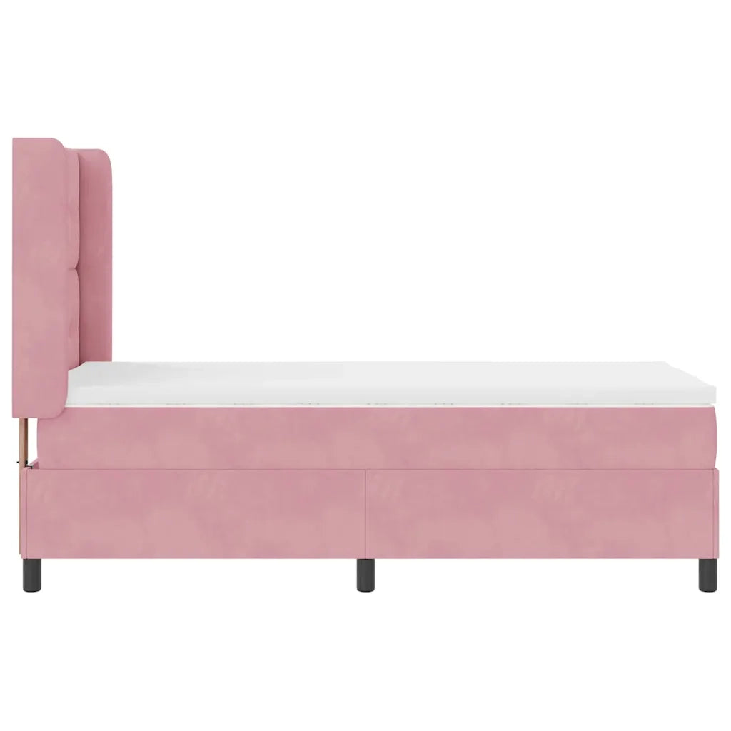 Letto a molle con strisce LED Rosa 90 x 190 cm Velluto 3343849