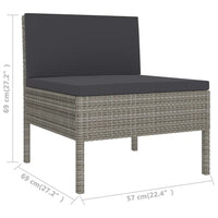 Set Divani da Giardino 11 pz con Cuscini in Polyrattan Grigio 3094506