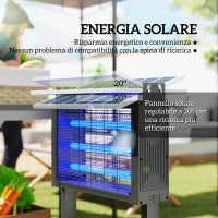 Lampada Antizanzare per Esterno a Energia Solare con 60 LED e Rete di Protezione, Nero