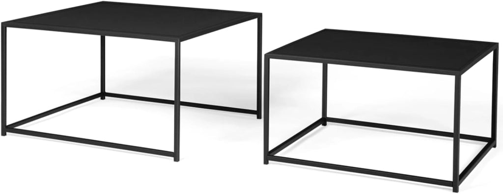 Set di 2 tavolini DAVIS 60/70 in metallo nero opaco, design industriale