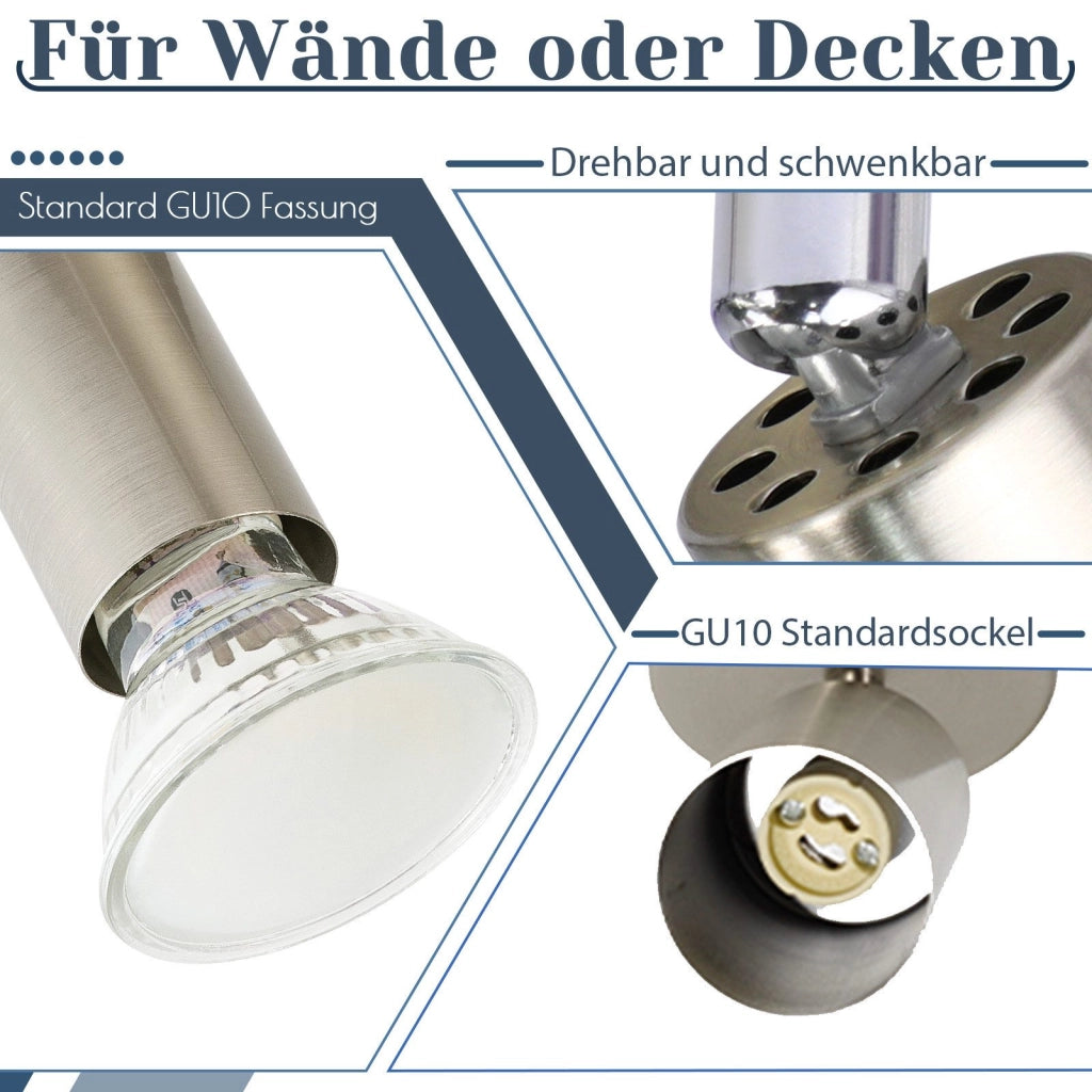 ZMH Faretto da soffitto cromati 2 luci GU10 moderni rotondi orientabili 350° per cucina soggiorno senza lampadina