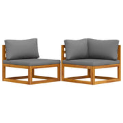 Set Divani da Giardino 2 pz con Cuscini Grigio Scuro in Acacia cod mxl 77448