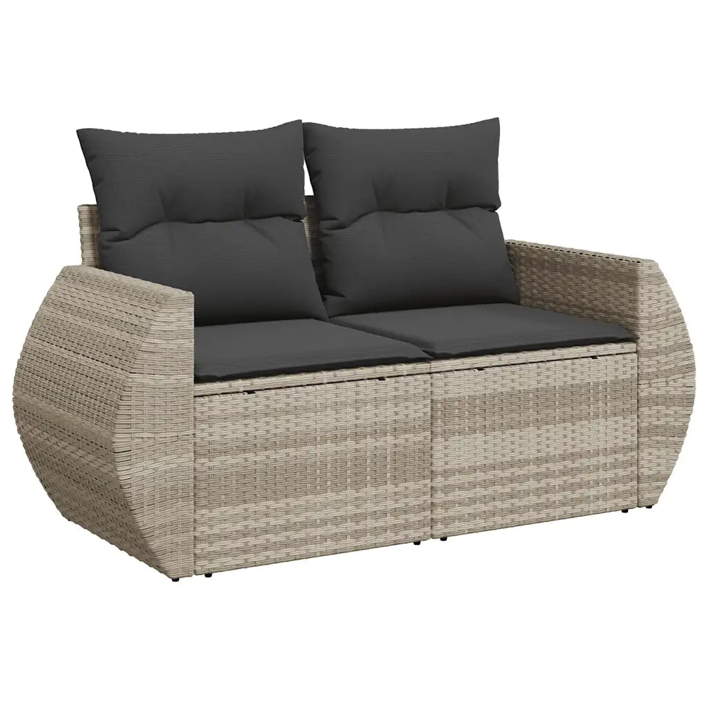 Set Divano da Giardino 9pz con Cuscini Grigio Chiaro Polyrattan 3268672