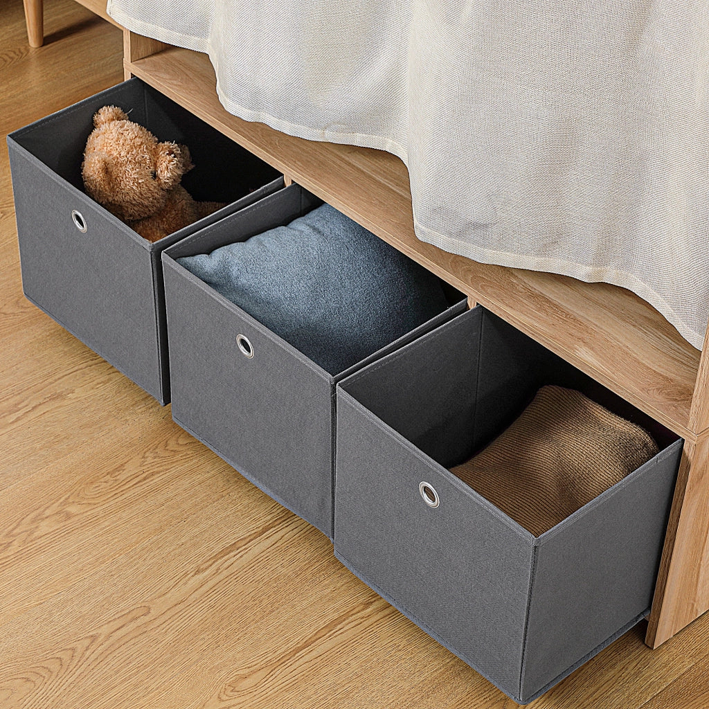 Armadio con appendiabiti e 3 cassetti in tessuto ¨C zephmum ¨C naturale 105x48x160 cm