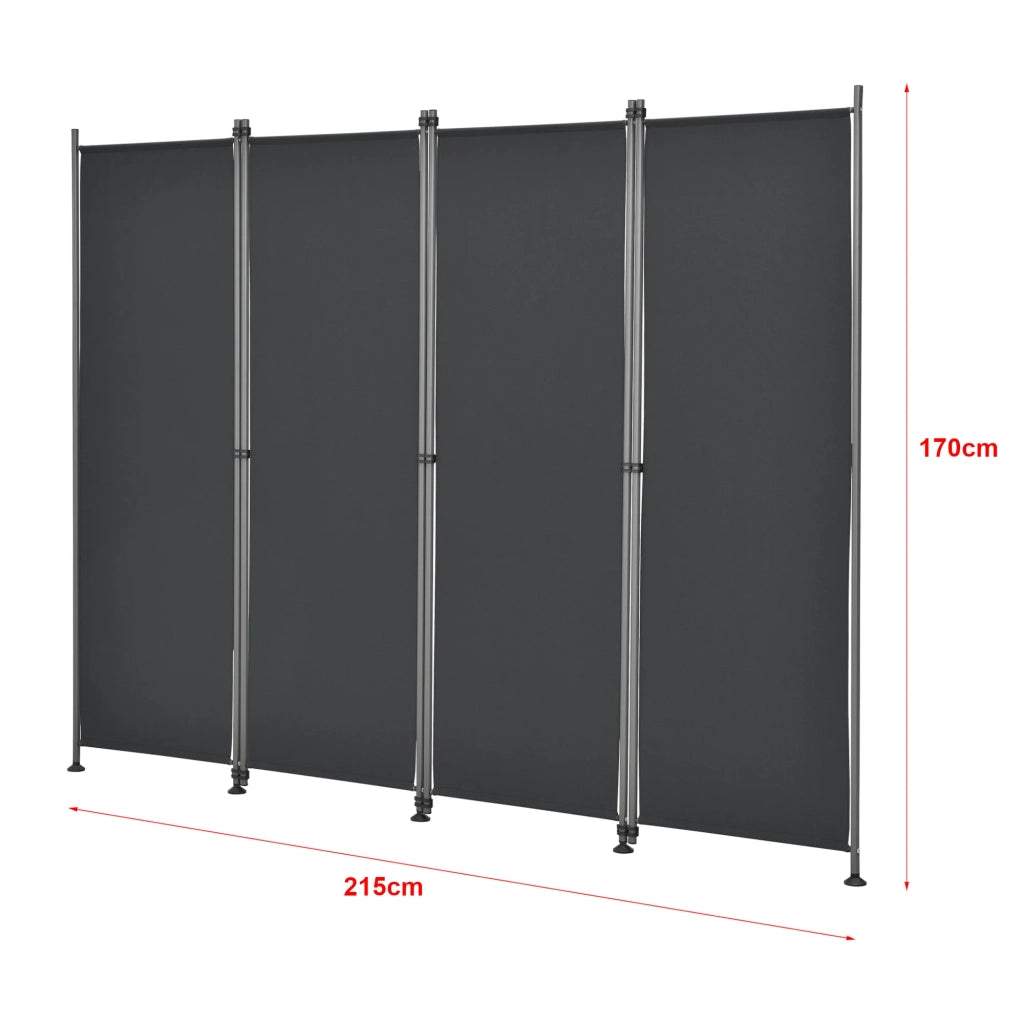 Schermo divisorio in poliestere a 4 pannelli 215 x 170 cm nero 03_0006553