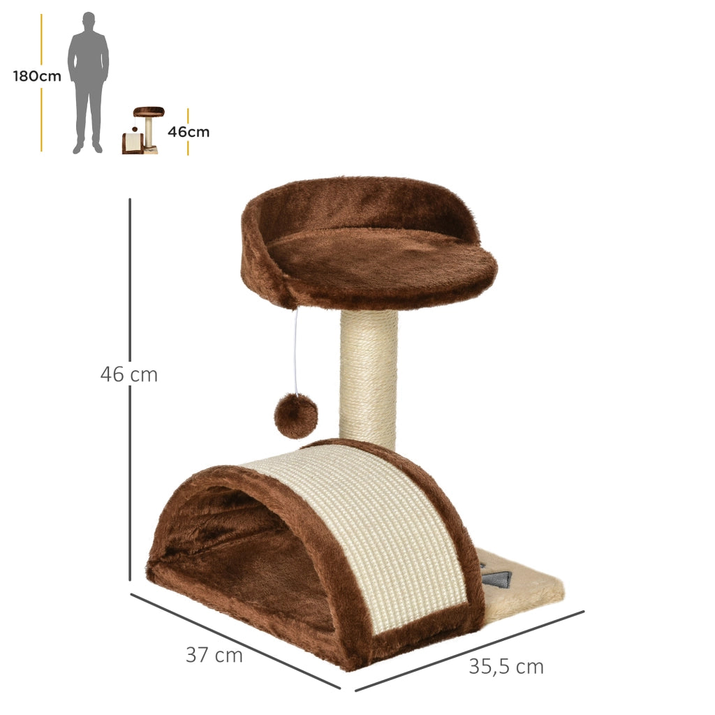 Albero tiragraffi per gatti a 2 livelli con piattaforme e gioco ¨C zephmum ¨C marrone 35.5x37x46 cm
