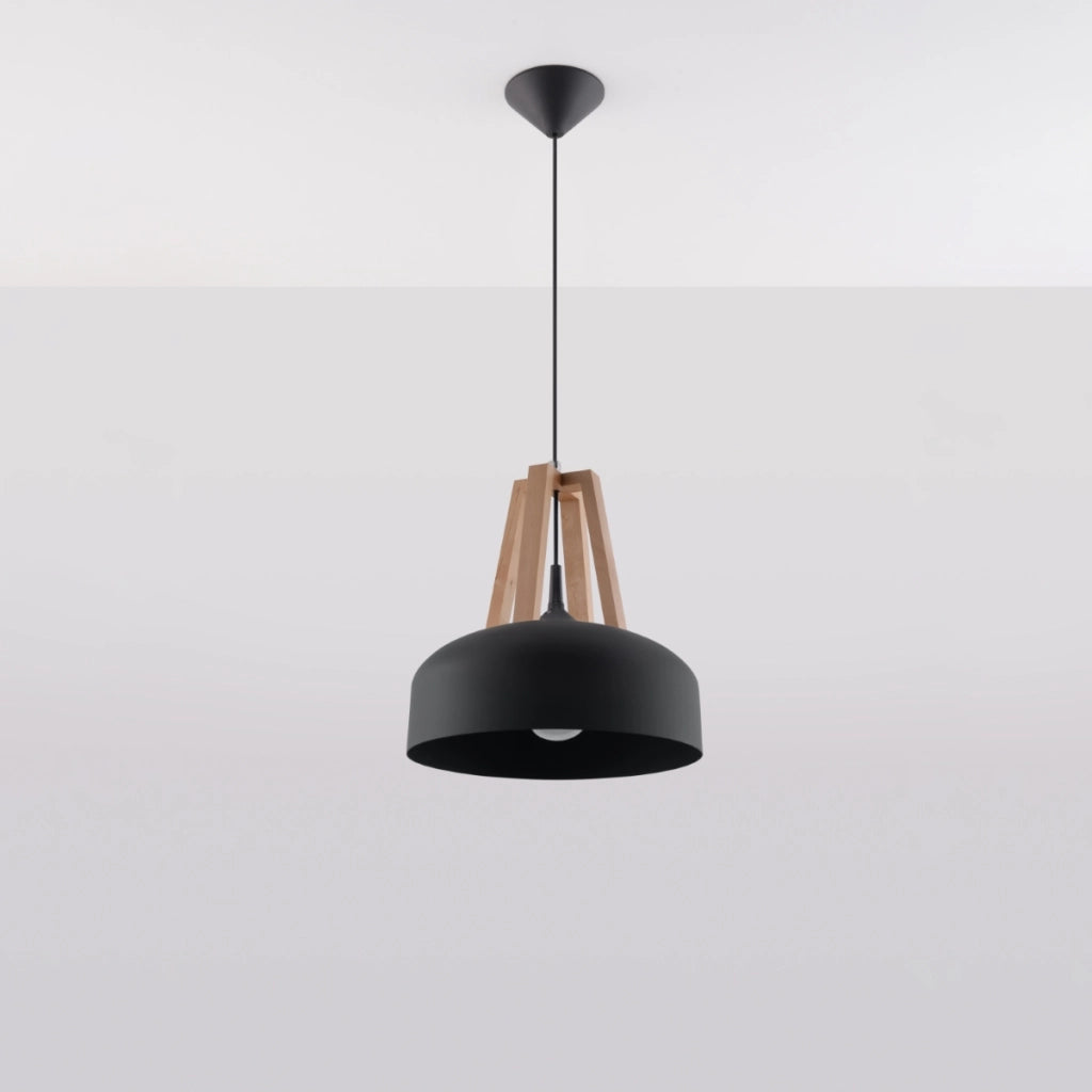 Casco Peach Puff Lampada da arrampicata Cupola Legno nero 30x85cm Moderno