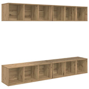 Set mobile TV 4 pz | Armadietto TV | Mobile Porta TV Rovere artigianale 37 x 37 x 107 cm