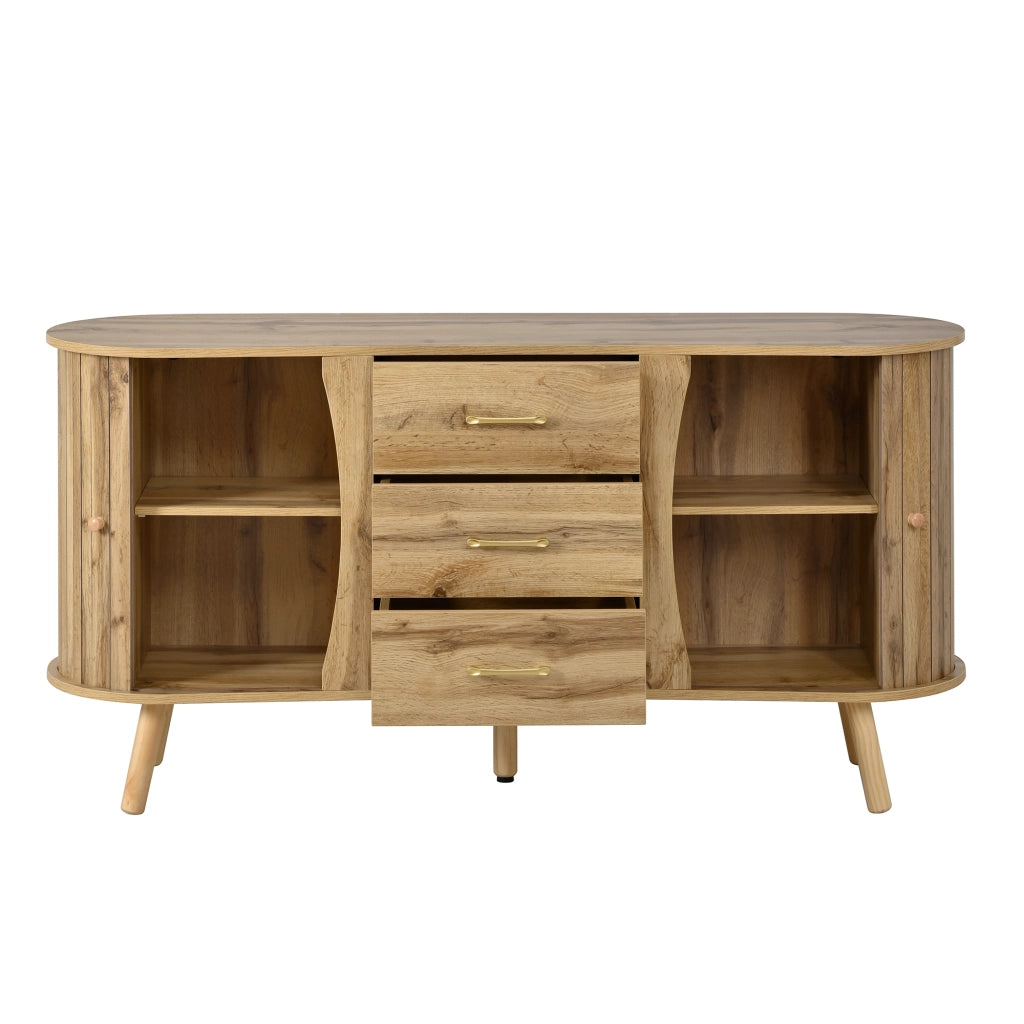 Credenza con Ante Scorrevoli e Cassetti ¨C Xylo ¨C Legno MDF, Gambe Massello, Design Moderno