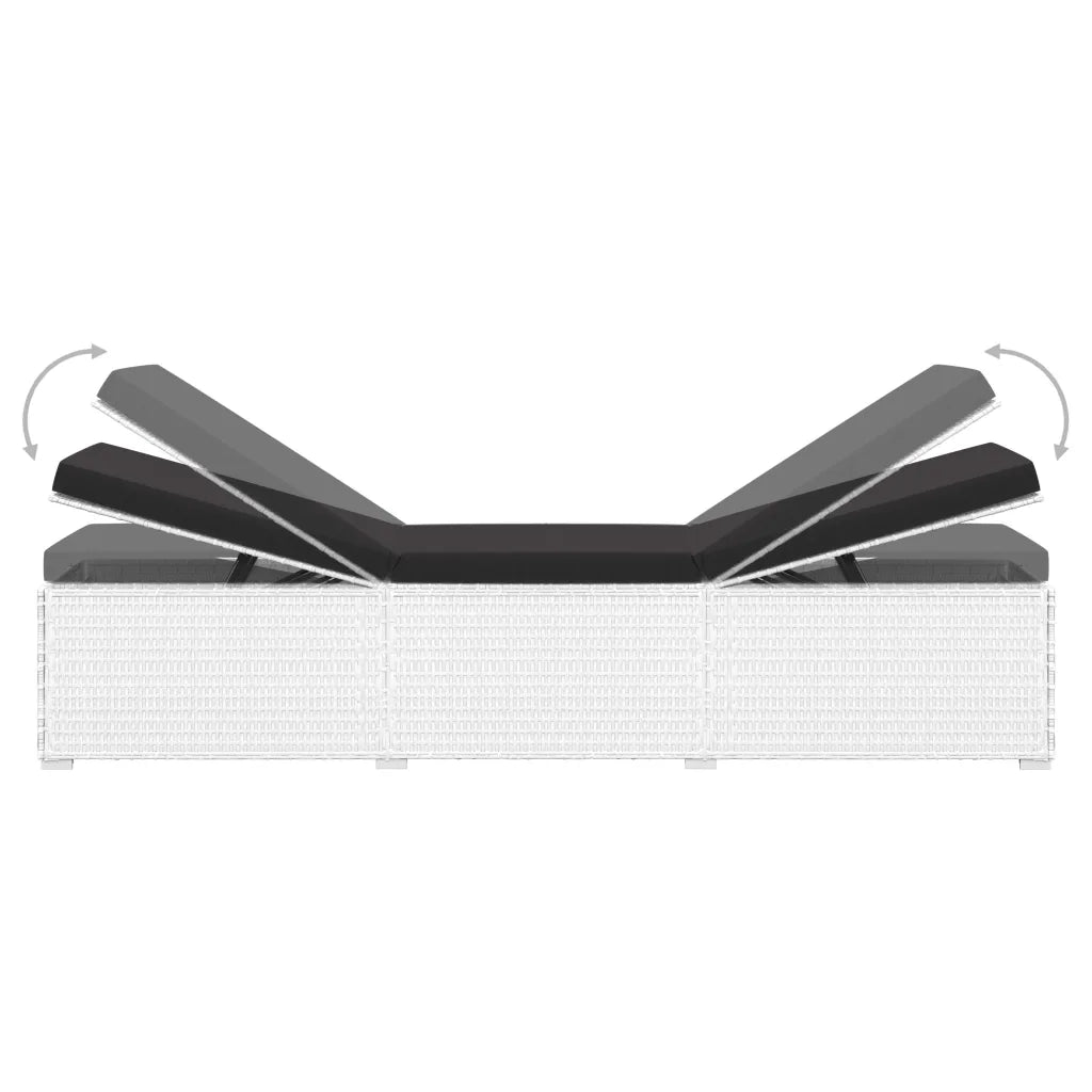 Lettini Prendisole con Tavolino 3 pz in Polyrattan Bianco 3057664