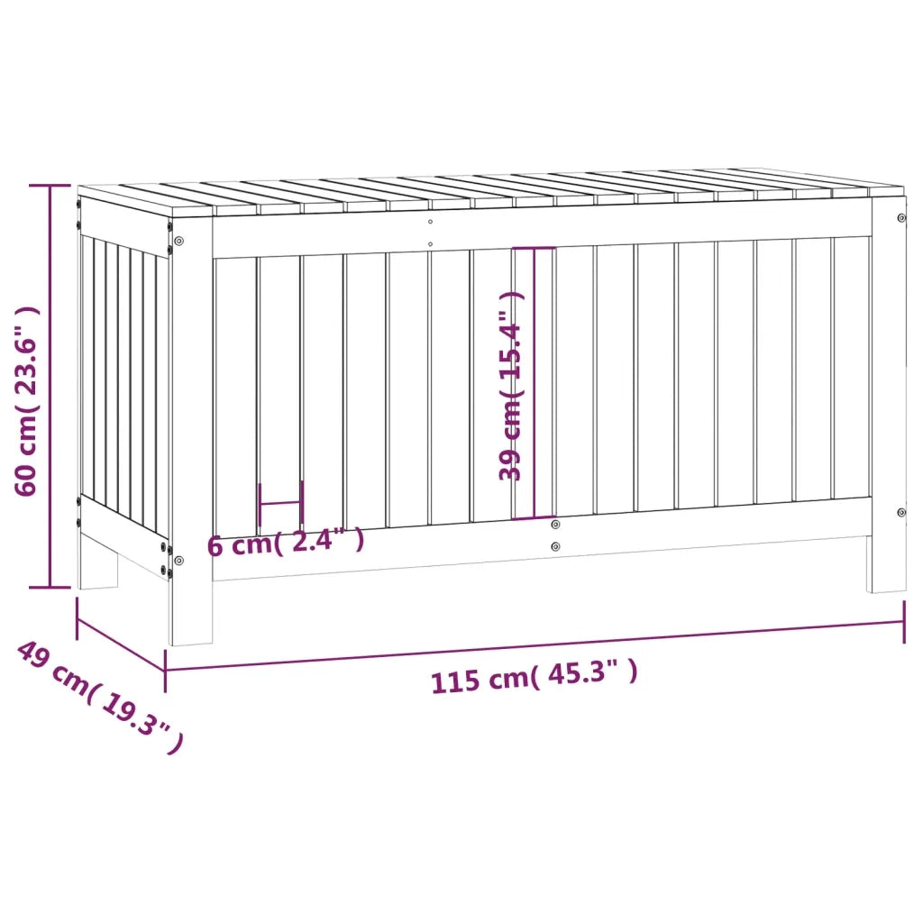 Contenitore da Giardino Grigio 115x49x60 cm Legno Massello Pino 823838