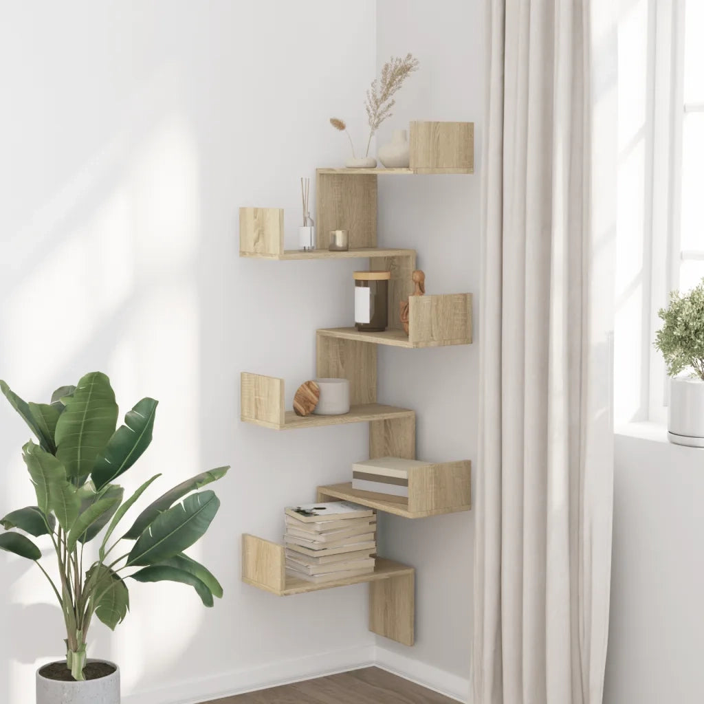 vidaXL Scaffale Angolare a Muro Sonoma 45x45x147 cm Legno Multistrato