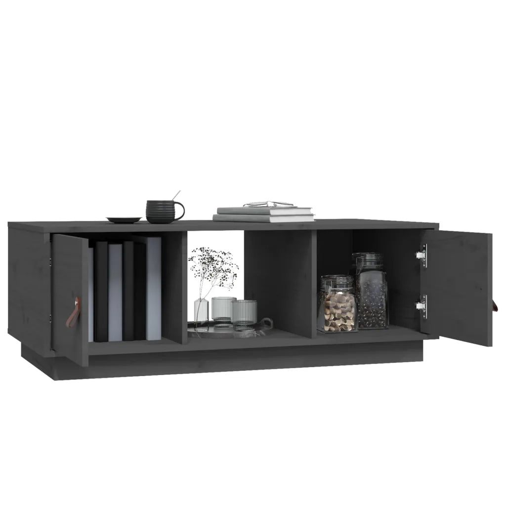 Tavolino da Salotto Grigio 100x50x35 cm Legno Massello di Pino 818267