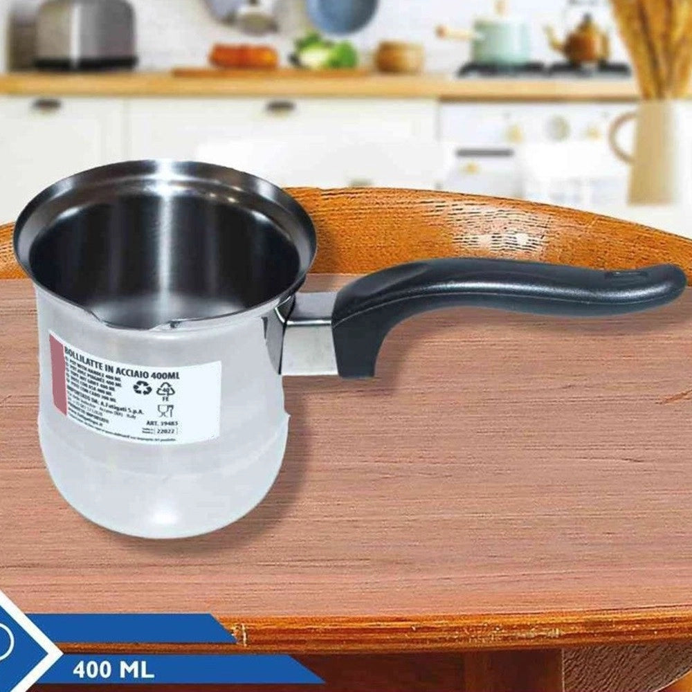 Trade Shop - Bollitore Bollilatte Pentolino In Acciaio Inox 300/400/500/1000ml Con Manico Ergonomico -