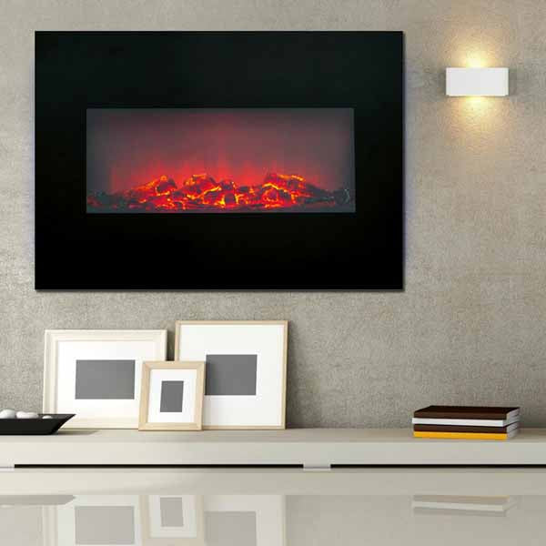 Camino Elettrico A Parete Memphis  1800W Riscaldamento A Muro Con Luce LED