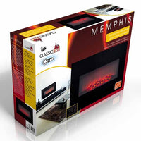 Camino Elettrico A Parete Memphis  1800W Riscaldamento A Muro Con Luce LED