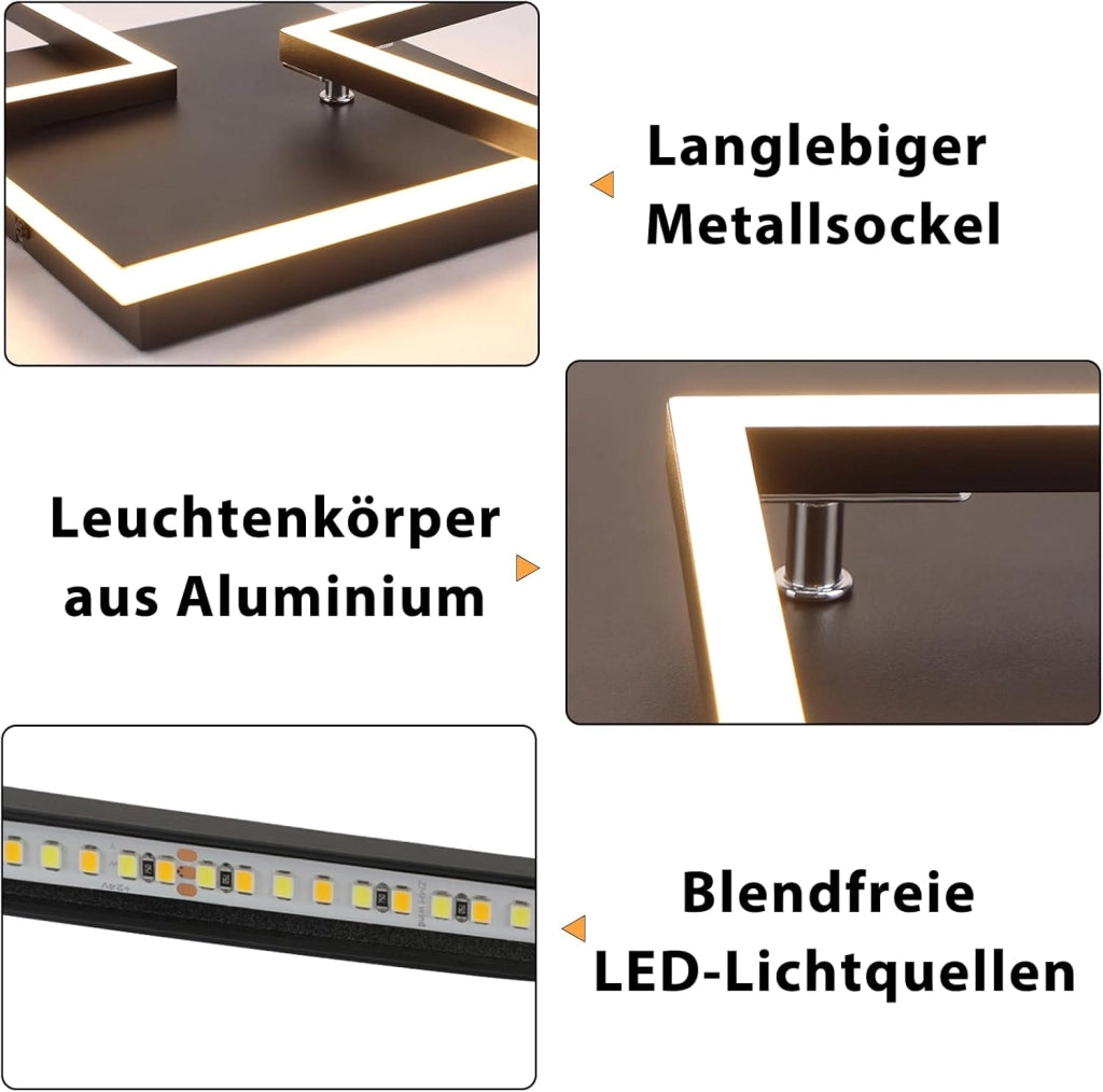 ZMH Lampada da soffitto plafoniera LED moderna nera 3000-6500K per soggiorno cucina ufficio