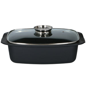 Rostiera Padella in Alluminio Casseruola con Coperchio e Sistema Aromatizzante