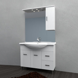 Mobile bagno venice larice bianco cm 105 con lavabo e specchio
