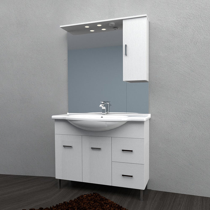 Mobile bagno venice larice bianco cm 105 con lavabo e specchio