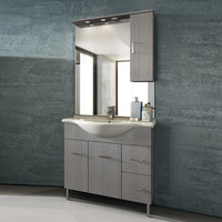 Mobile bagno venice larice grigio cm 85 con lavabo e specchio