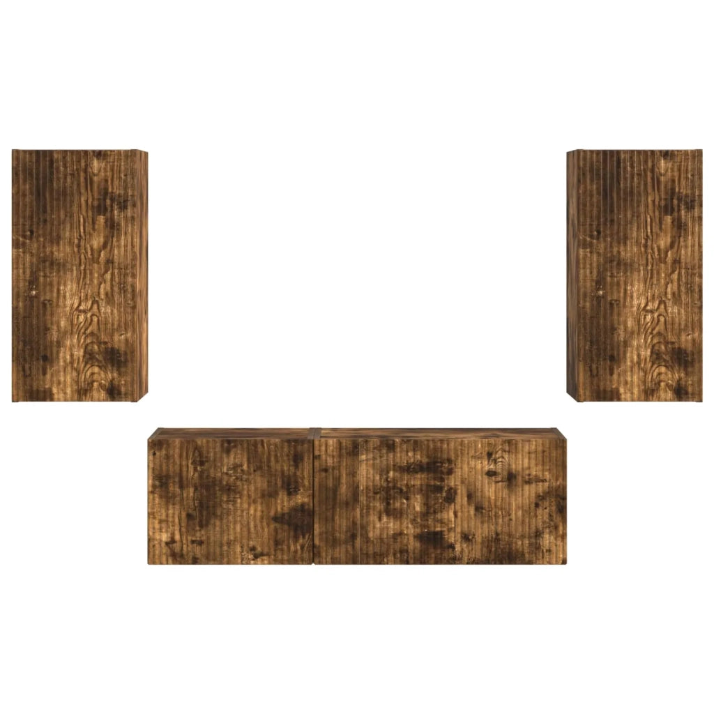 Set di Mobiletto da TV a Parete 4 pcs Rovere fumé