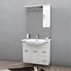 Mobile bagno venice larice bianco cm 85 con lavabo e specchio