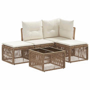 Set Divano da Giardino 5 pcs Beige polyrattan