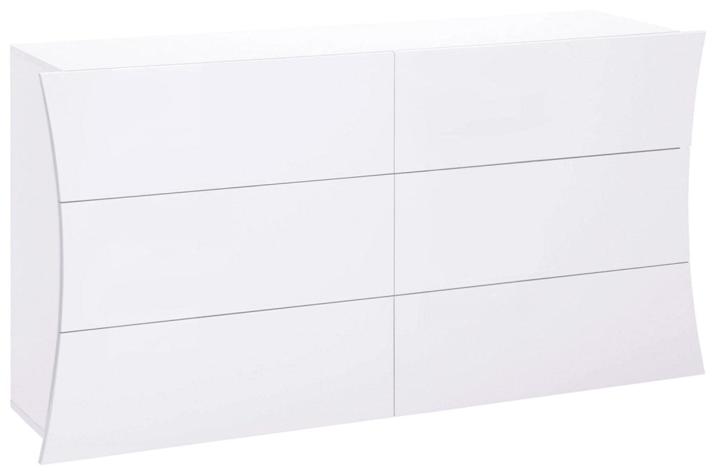 Comò 6 Cassetti 155,1x40x81,5 cm Arco Bianco Lucido