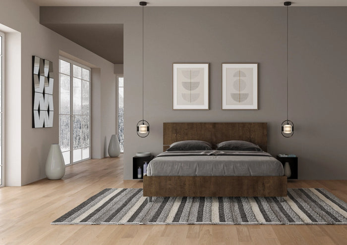 Letto Matrimoniale 160x190 cm con Rete Testata Dritta Demas Noce