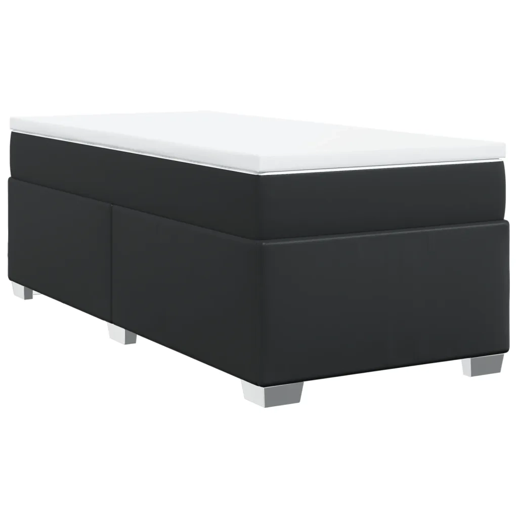 Giroletto a Molle con Materasso Nero 90x200 cm in Similpelle