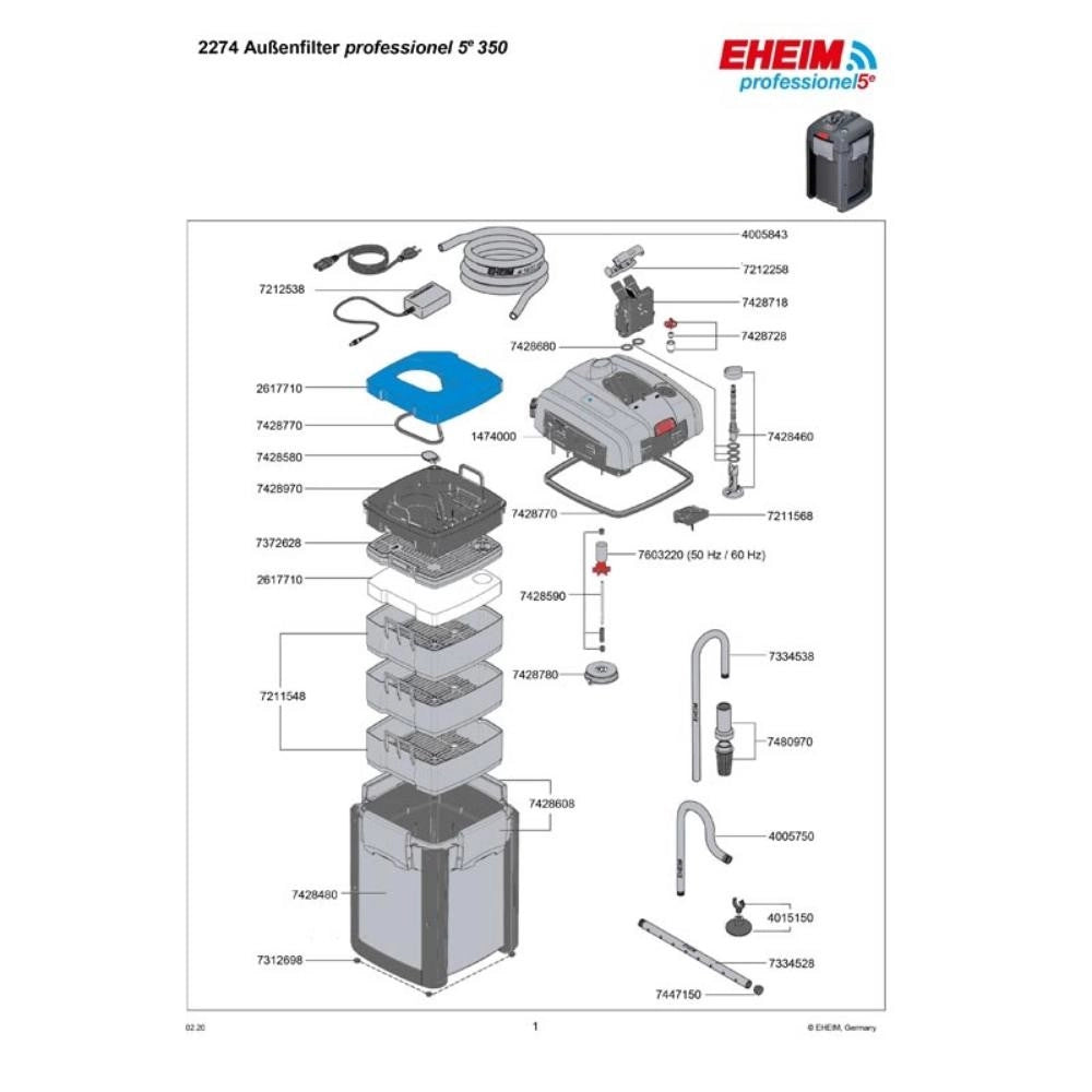 Eheim Professionel 5e Wi-Fi - filtro esterno elettronico con controllo wireless per acquari Modello: 350