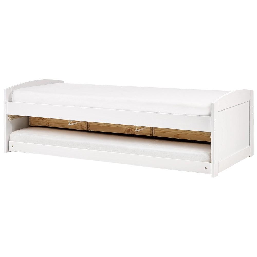 Letto estraibile per bambini in legno di pino bianco UE a misura singola Telaio Extra Silde Out con cassetti di stoccaggio