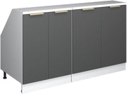 Set di mobili sottotetto Rion, Antracite-oro, 140 cm Set di 2 carcasse armadio profondità 60 cm, adatto per il salvaspazio sotto tetti spioventi