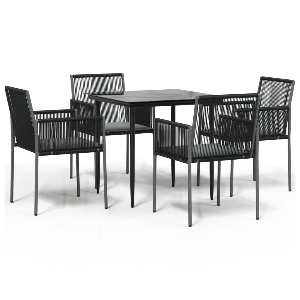 Set Pranzo Giardino 5 pz con Cuscini Polyrattan e Acciaio Nerocod mxl 100607
