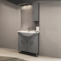 Mobile bagno venice larice grigio cm 75 con lavabo e specchio