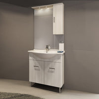 Mobile bagno venice larice bianco cm 75 con lavabo e specchio