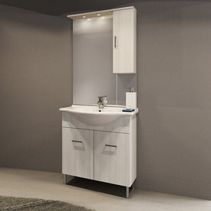 Mobile bagno venice larice bianco cm 75 con lavabo e specchio